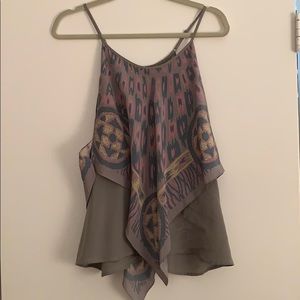 Silk double layer scarf style top